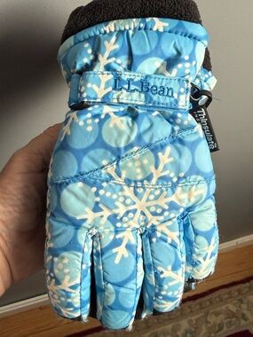 L.L. Bean Kids Winter Sports Thinsulate Gloves Nylon Leather Fleece Cuff Size M
